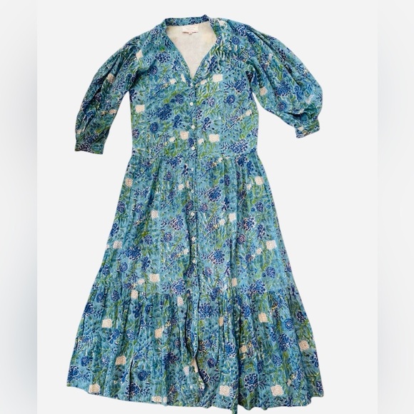 Hampton House Blue Floral Boho Maxi Dress XS - Picture 2 of 5